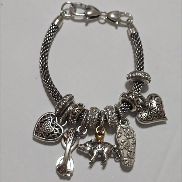 Brighton Arkansas Razorbacks Heart Sunglasses Sandal Charm Bracelet - Picture 5 of 10